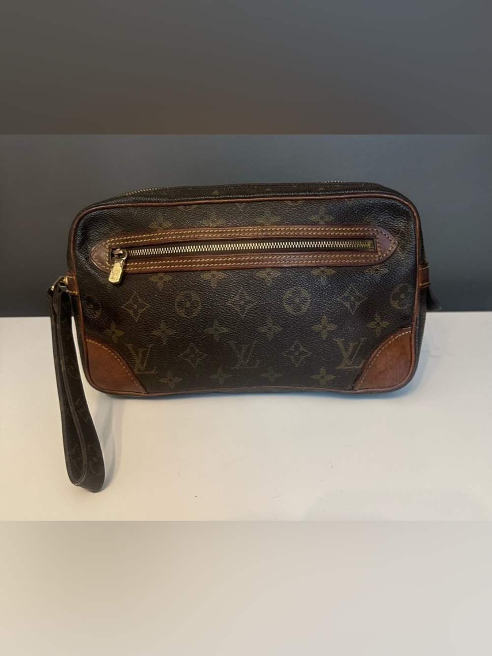 Louis Vuitton Monogram Marly Dragonne GM Clutch Bag Authentic Vtg Purse Cosmetic